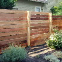 Horizontal wooden privacy fencing in portland, Oregon